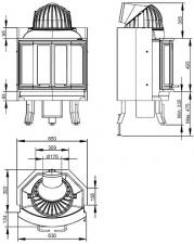 Чертеж и размеры топки Nordpeis NI-25